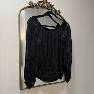 White House Black Market Black Sheer Blouse